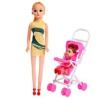 Кукла-модель «Мама с дочкой» с коляской, МИКС