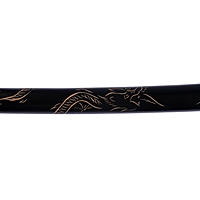 Сувенирное оружие «Катана на подставке», чёрные ножны с резным драконом