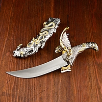 Кинжал сувенирный, рукоять в форме орла на охоте, на ножнах змея, 34 см