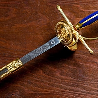 Шпага сувенирная "Дон Кихот" эфес под золото с синими вставками под бархат