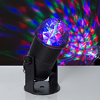 Световой прибор хрустальный шар, 3 LED, 3 Вт, 220 В, реагирует на звук