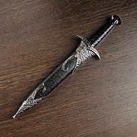 Кортик сувенирный "Жало", лезвие с изгибом на ножнах витые узоры, черный/серебро