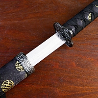 Сувенирное оружие «Катана на подставке», чёрные ножны с золотыми кругами, 89 см