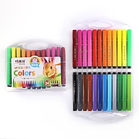 Фломастеры 24цв в пластиковом пенале треугольные толстые вентилируемый колпачок МИКС