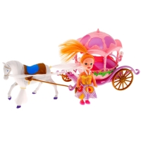 Карета "Сказочная" с лошадкой и куклой малышкой, МИКС