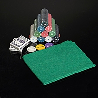 Набор для покера Professional Poker Chips: 500 фишек, 2 колоды карт по 54 шт., сукно, металлическая коробка