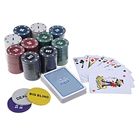 Набор для покера Professional Texas Hold'em: 200 фишек с номиналом, 2 колоды 54 шт., сукно, металлическая коробка