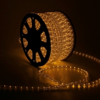 LED шнур 13 мм, круглый, 100 м, фиксинг, 2W-LED/м-36-220V. в компл. набор д/подкл. Желтый