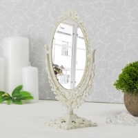 Зеркало настольное, овальное, двустороннее, с увеличением, цвет бежевый гранит