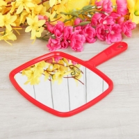 Зеркало подвесное, с ручкой, прямоугольное, без увеличения, одностороннее, цвет МИКС