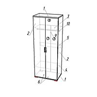 Шкаф 2-х дверный Тиффани, 510х801х2056, Белый