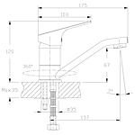 Смеситель для раковины Rossinka RS29-22 поворотный хром