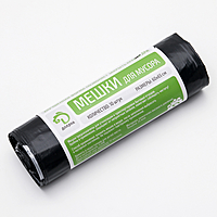 Мешки для мусора ПВД с завязками 60 л "Люкс", толщина 25 мкм, рулон, цвет черный, 10 шт