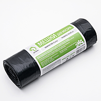 Мешки для мусора ПВД с завязками 120 л "Люкс", толщина 35 мкм, рулон, цвет черный, 9 шт