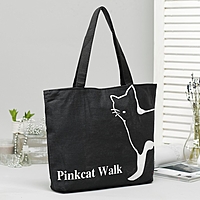 Сумка женская "Гуляющая кошка" на подкладе, молния, цвет чёрно-белый