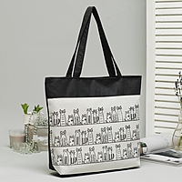 Сумка женская "Кошки", на подкладе, молния, цвет чёрно-белый