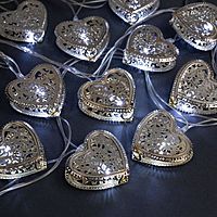 Гирлянда "Нить" 4 м с насадками "Сердечко", IP20, прозрачная нить, 20 LED, свечение белое, 8 режимов, 220 В