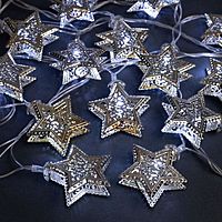 Гирлянда "Нить" 4 м с насадками "Звёздочка", IP20, прозрачная нить, 20 LED, свечение белое, 8 режимов, 220 В