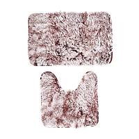 Набор ковриков для ванны и туалета 2 шт "Пушистик" 40х60, 40х38 см, цвет бежево-коричневый