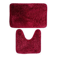 Набор ковриков для ванны и туалета 2 шт "Пушистик" 40х60, 40х38 см, цвет бордовый