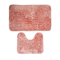 Набор ковриков для ванны и туалета 2 шт "Пушистик" 79х49, 49х38 см, цвет розовый