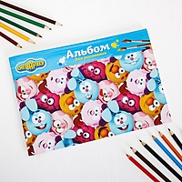 Альбом для рисования А4, 32 листа на скрепке СМЕШАРИКИ