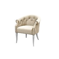 Кресло «Милан», ткань велюр, молдинг никель,опоры белые, цвет боне