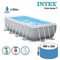 Бассейн каркасный Prism Frame, 400 х 200 х 100 см, фильтр-насос, лестница, 26788NP INTEX