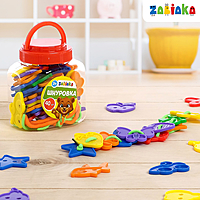ZABIAKA Шнуровка "Весёлые фигурки" в банке, 40шт. Микс