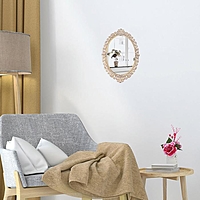 Зеркало настенное овал 32*22,5/23-16см ВЕНЗЕЛЯ беленый золотой