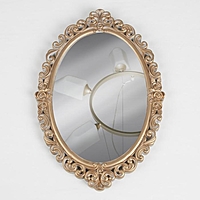 Зеркало настенное овал 32*22,5/23-16см ВЕНЗЕЛЯ беленый золотой