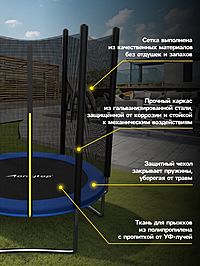 Батут ONLYTOP, d=183 см, высота сетки 173 см, цвет синий