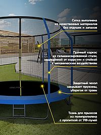 Батут ONLITOP, d=305 см, высота сетки 173 см, с лестницей, цвет синий