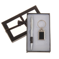 Набор подарочный 2в1: ручка, брелок, черный