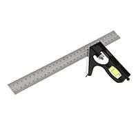 Угольник металлический комбинированный TUNDRA, с уровнем, 300 мм