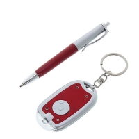 Набор подарочный 2 в 1: ручка, брелок с фонариком, красный