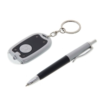 Набор подарочный 2 в 1: ручка и брелок - фонарик черный, на блистере