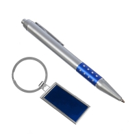 Набор подарочный 2в1: ручка, брелок, синий
