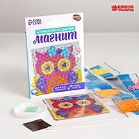 Набор для творчества. Алмазная мозаика магнит для детей «Совушка», 10 х 10 см + ёмкость, стержень, клеевая подушечка