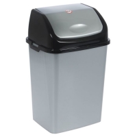 Контейнер для мусора 18 л "Камелия", цвет серебристый перламутр/черный