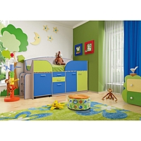 Уголок школьника «Юниор-4.1», 2105 × 1437 × 1230 мм, цвет ясень шимо светлый/синий/лайм