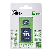 Карта памяти microSD Mirex 8 Gb class 10, с адаптером