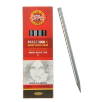 Карандаш художественный чернографитный Koh-I-Noor PROGRESSO 8915 набор 6шт: 8B,6B,4В,2B,HB + аквар. ц/гр