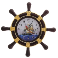 Часы настенные "Штурвал капитана", d=22,5 см, коричневые