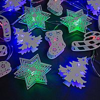 Гирлянда "Нить" 4 м с насадками "Новогодняя сказка", IP20, прозрачная нить, 20 LED, свечение мульти, 8 режимов, 220 В