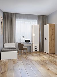 Шкаф – пенал «Клик Мебель», 3 ящика, 500×500×2100 мм, цвет дуб вотан/белый