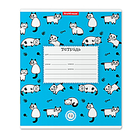 Тетрадь 12 листов, линейка, Erich Krause Cats, голубой, картонная обложка 170 г/м2