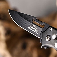 Нож складной полуавтом-ий, ручка металл, фиксатор, лезвие 7см