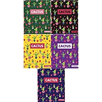 Тетрадь 48 листов клетка "Кактус", белизна 95%, обложка мелованный картон, микс