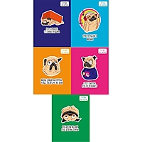 Тетрадь 48 листов клетка "Мопс", белизна 95%, обложка мелованный картон, микс